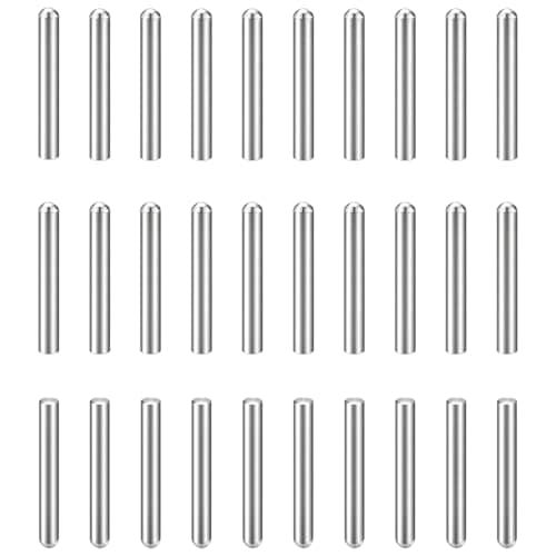 Image of sourcing map 30Pcs 4mm x 25mm Dowel Pins, 304 Stainless Steel Cylindrical Round Head Shelves Support Pegs Locating Pin for Bookshelf Cabinet Furniture Component, GB831, Silver