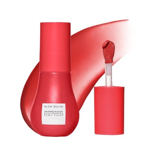 Image of Glow Recipe Niacinamide Dewy Flush Tinted Liquid Blush Serum - Glowy Blush for Cheeks to Smooth, Hydrate & Brighten - Liquid Korean Makeup with Buildable Soft Pink Tint - Cherry Flush (0.4 oz)