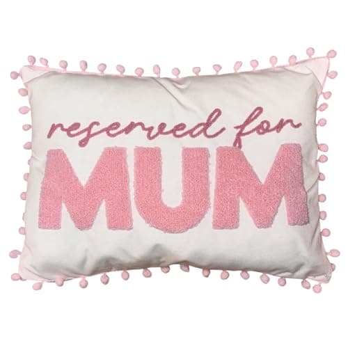 Image of Widdle Gifts Cushion 40cm x 30cm Reserved for Mum Pink and White with Removable Cushion Cover - Mother's Day, Christmas or Birthday