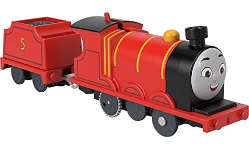 Image of Thomas & Friends Fisher-Price James Motorized Toy Train, Battery-Powered Engine with Tender for Preschool Kids Ages 3 and Up
