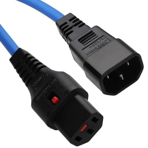Image of kenable Locking IEC C13 to C14 Kettle Extension Lead 10A Mains Power Cable Blue 2m