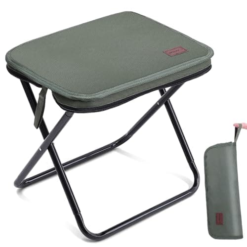 Image of MOONCY Camping Stool, 33×26.5×32cm Folding Stools for Adults, Lightweight Mini Collapsible Stool for Hiking, Fishing and Picnic, Hold Up to 120kg, Green