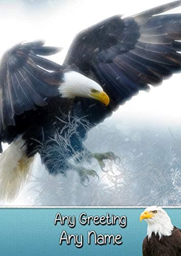 Image of Personalised Eagle Greeting Card (Birthday, Mothers Day, Fathers Day, Christmas, Blank) - Custom Card for Him Her Male Female Family Kids