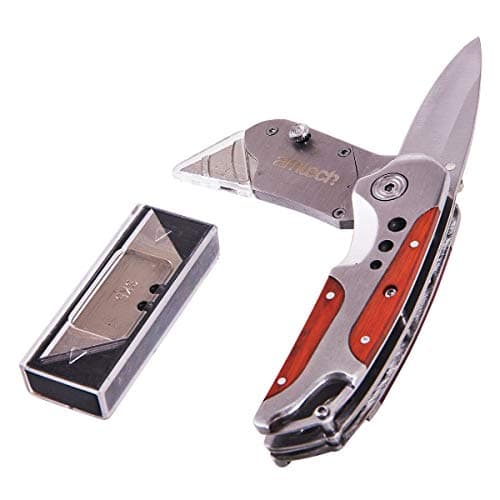 Image of Amtech - 2-in-1 Craft Knife and Folding Utility Knife, Durable and Rust-Proof Stainless Steel, Comfortable Handle for Reduced Hand Fatigue, Lightweight and Portable (Includes 5 SK5 Blades)