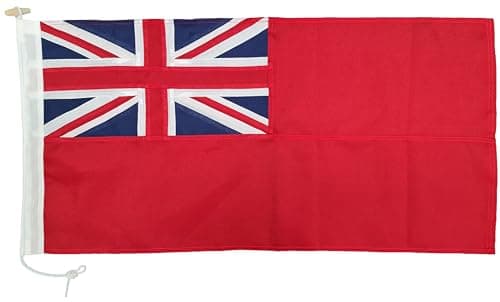 Image of Puffin Flags Red ensign MoD approved traditionally sewn flag 3/4 yard - 27"x13" - 70x35cm size, rope & toggled