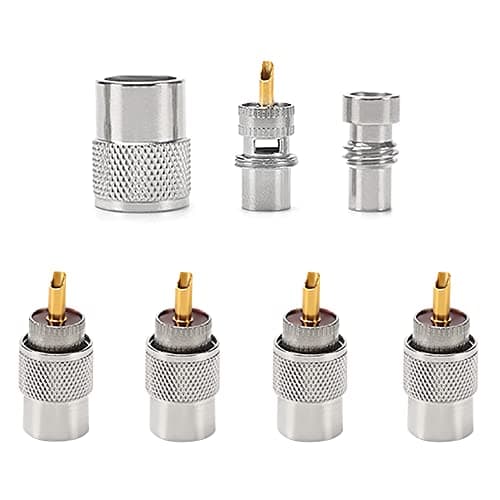 Image of YIXISI 5 PCS UHF/PL-259 Male Solder Coax Connector with Reducer, Teflon Material 50ohm Low Loss RF Adapter for RG8x, RG8, RG59, LMR-400, RG-213 Coaxial Cable, Compatiable with CB Ham Radio Antenna