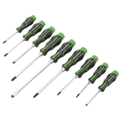 Image of Sealey Hammer-Thru Screwdriver Set Hi-Vis Green, 9pc AK4941HV
