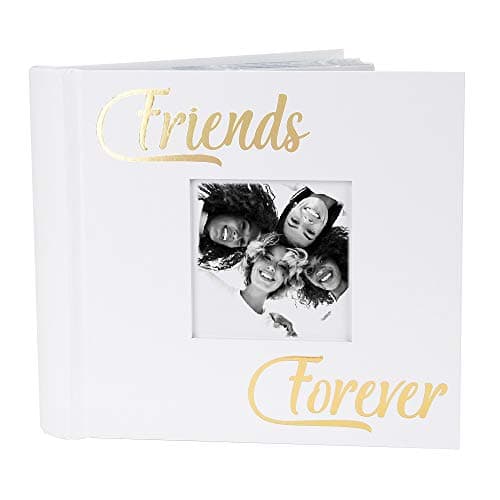 Image of Happy Homewares Modern White Friends Forever Photo Album with Gold Foil Text - Holds 80 4x6 Pictures - Gift Idea for Special Friends