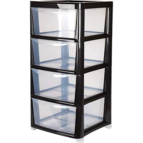 Image of Thumbs Up 4 Drawer Large Plastic Chest of Drawers - Black - Ideal for Schools, Offices and Kids Toys