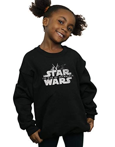 Image of Absolute Cult Star Wars The Rise Of Skywalker Rey And Kylo Battle Girls Sweatshirt Black 7-8 Years