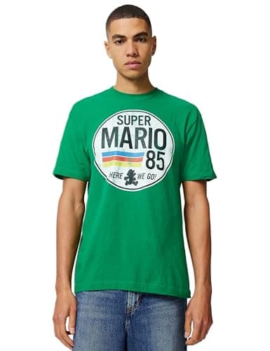 Image of Nintendo Men's Super Mario 1985 Retro Circle T-Shirt, Kelly Green, Large