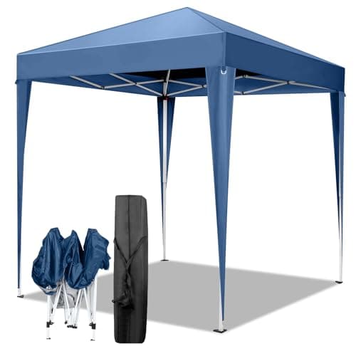 Image of Outopee 2m x 2m Pop Up Canopy Tent, Outdoor Gazebo Folding Canopy with Carry Bag for Commercial Events, Party, Backyard BBQ, Camping, Blue