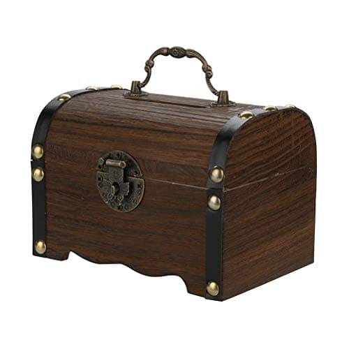 Image of Treasure Chest Wooden Chest Pirate Box Gift Box Piggy Bank Money Box Children