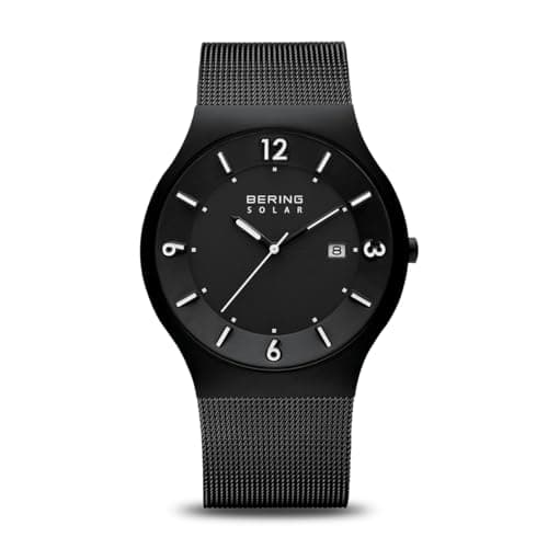 Image of BERING Men Analog Solar Collection Watch with stainless steel Strap and Sapphire Crystal 14440-222, Black