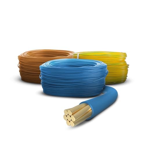 Image of Primes DIY 1.5mm Single Core Conduit Cable, 6491X Copper PVC Earth Wire, BASEC Approved – Brown, Blue, Green/Yellow (1 Meter)