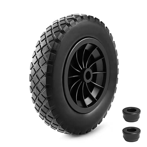Image of 14" Wheelbarrow Wheel PU Puncture Proof Solid 3.50-8 Wheel, Heavy Duty Replacement Tire for Wheelbarrow, Wheelbarrow Wheels Tyre for Garden Trolley Barrow Go Cart, Black