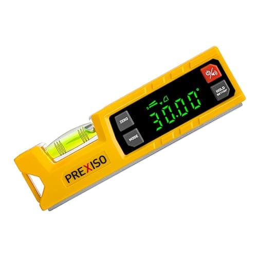 Image of PREXISO Digital Angle Finder Level with Protractor, 0-90° & 0-180° Inclinometer, Digital Spirit Level with Magnetic V-Groove, Torpedo Slope Level Tool for Woodworking, Construction, Masonry