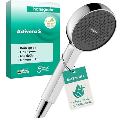 Image of hansgrohe Activera S - Water-Saving Shower Head 6 l/min (EcoSmart+), Hand Shower Round with 1 Spray, with Anti-limescale Function, Chrome, 28032000