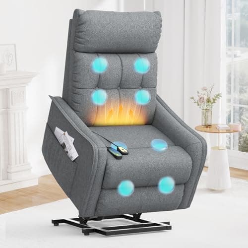 Image of sisolos Recliner Armchair Rise and Recliner Chair for Elders, Power Lift Chairs with Massage & Heat, Extended Footrest, Electric Recliner Sofa Reclining Chair For Living Room with Dual Remote Controls