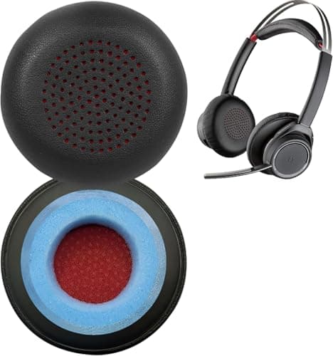 Image of Replacement Ear Pads Cushion for Plantronics Voyager Focus 1/2 UC, Plantronics Voyager Focus B825 Headset Ear Covers,Ear Cushions Cover for Poly BlackWire 5200、5210、5220、7225,Voyager 4210/4220.