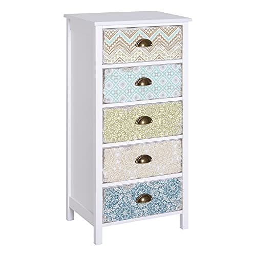 Image of HOMCOM Chest of 5 Drawers Bedside Cabinet Side Storage Chest Entryway Living Room Bedroom Furniture Organizer Unit