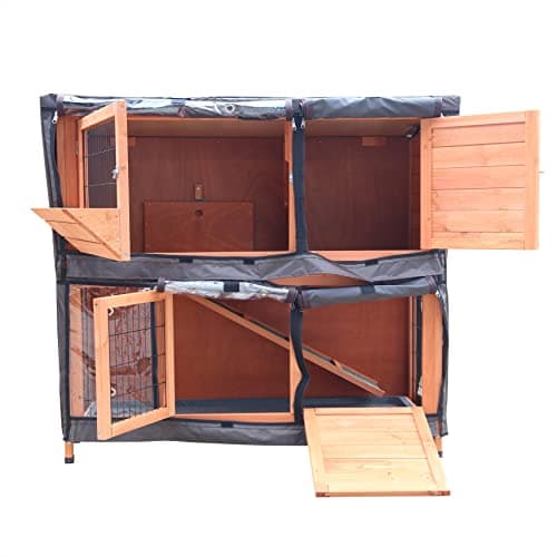 Image of BUNNY BUSINESS 4ft 2-Tier Double Decker Rabbit/Guinea Pig Hutch Hutches with Sliding Trays & Ramp Run Hutches Cage Guinea Pig Ferret House Home Double Decker HUTCH COVER ONLY (Cover 1)