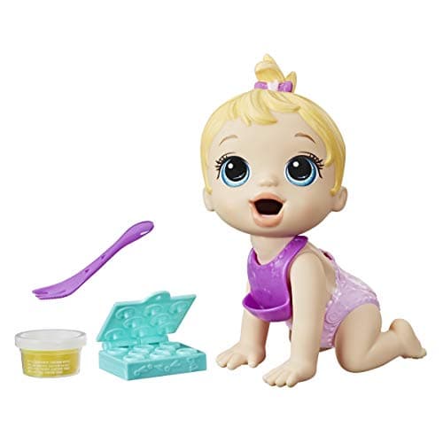 Image of Baby Alive Lil Snacks Doll, Eats and Poops, 8-Inch Blonde Hair, Multicolor, Medium Doll, Snack Box Mold, Toy for Kids Ages 3 and Up