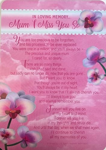 Image of Loving Memory Graveside Memorial Card 6.5x4.75 - Mum I Miss You So