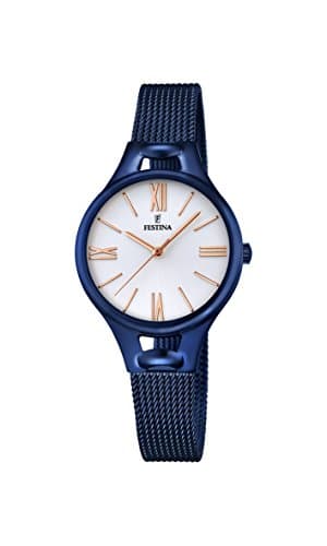 Image of Festina MADEMOISELLE Women's Quartz Watch with Silver Dial Analogue Display and Blue Stainless Steel Plated Bracelet F16953/1