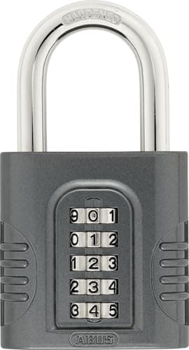 Image of ABUS Combination Lock 158/65 - Padlock with Zinc Die-Cast Body - Individually Adjustable Numeric Code - 20332 - Security Level 8 - Dark Grey
