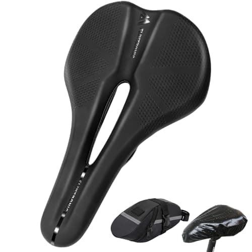 Image of Flintronic Bicycle Saddle, Unisex Cycling Seat with Waterproof Cover and Storage Bag, Soft Breathable PU Leather Bike Seat, Cushion Pad with Ergonomics Design for MTB, Mountain, Road, City, Exercise