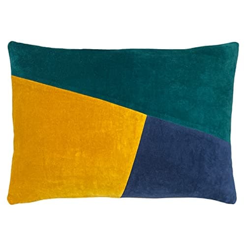 Image of furn. Morella Polyester Filled Cushion, Cotton, Emerald/Ochre/Navy