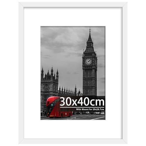 Image of Tinkeps 30x40 White Picture Frame - Engineered Wood and Plexiglass, 30x40 Frame with Mount, Wall Mountable - 30 x 40cm(12x16 inch) Photo Frame