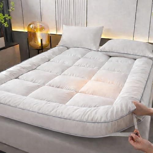 Image of Mattress Topper Super King Bed - Extra Thick 4 Inches / 10cm Bounce Back with Elasticated Corner Straps Ultra Soft and Breathable, Hypoallergenic Comfy Bed Mattress Toppers (Super King)