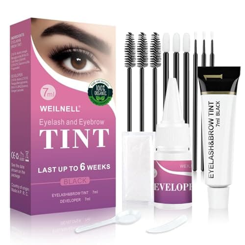 Image of Eyebrow & Eyelash Tint Kit, Professional Instant Lash & Brow Dye Kit, Easy to Use with Natural Results, Salon Home Use DIY Hair Dyeing for Full Brows & Volume Lashes 7ml (Black)
