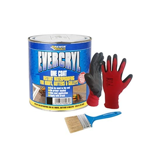 Image of Nassboards - Everbuild Evercryl One Coat Repair Compound - 5 Litre Black- Fibre Reinforced Sealant for Roof Reparation - Algae and Fungus Resistant, One Coat Roof Repair - Multi Use & Weather Proof
