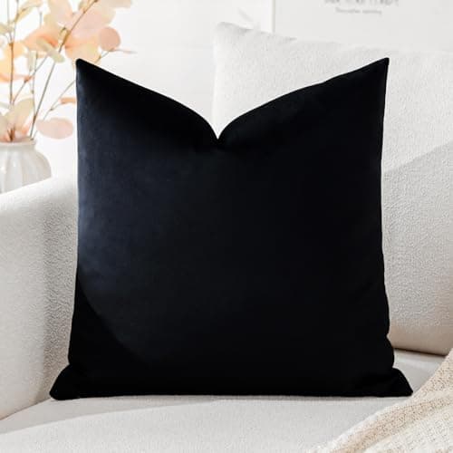 Image of Artscope Luxury Velvet Cushion Covers Super Soft Decorative Square Throw Pillow Covers Case Cushion Covers for Sofa Couch Bedroom Car Decor 45x45cm Black