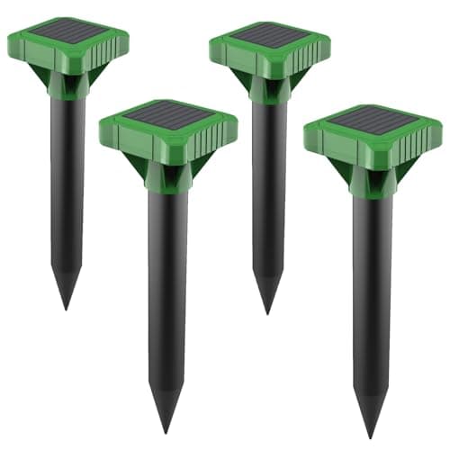 Image of 4 Pack Mole Repellent, Repellent Ultrasonic Mole Outdoor, Waterproof Solar Powered Mole Deterrent, Repellents Solar Moles Repeller, Vole, Snake, Rodent Gopher for Lawn,Garden,TaIpe Scatter,Anti Moles