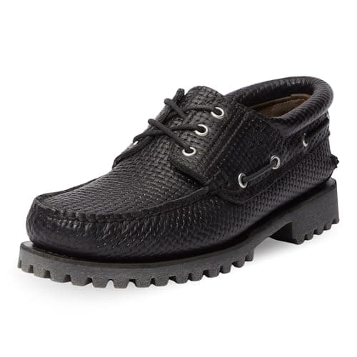 Image of Timberland - Authentic 3-Eye Lug Handsewn Men's Boat Shoe, Black, 9.5 UK