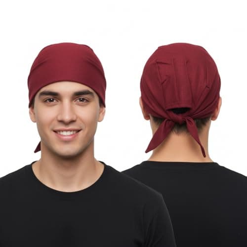 Image of Cotton Durag Biker Skull Cap Bandana with Tie Back Strings Patka Style (Maroon)