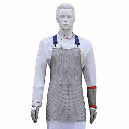 Image of Apron Stainless steel Chainmail cut resistant apron, Chef butcher porter carpenter tailor stab resistant apron (Color : Silver, Size : 55x60cm/21.65"x23.62")