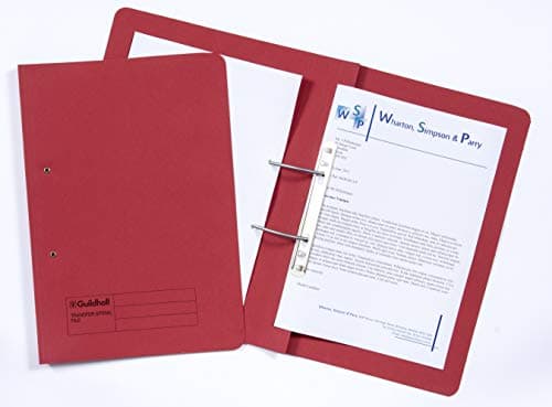 Image of Exacompta - Ref 211/7005Z - Guildhall - Spiral File, 355 x 250mm, 420gsm Durable Heavyweight Sprint Manilla, Suitable for Foolscap Documents - Red, Pack of 25