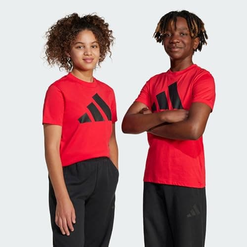 Image of adidas Unisex Kids Essentials Big Logo T-Shirt, Pure Ruby/Black, 7-8 Years