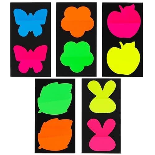 Image of RuiChy 200 Pcs Transparent Neon Color Sticky Notes, Small See Through Self-Stick Notes Multi Shaped Colored Annotation Tabs Book Markers Page Flags Mini Translucent Memo Pads for School Office