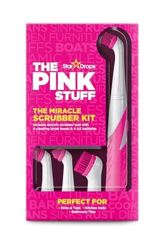 Image of The Pink Stuff Miracle Scrubber Kit - Electric Scrubber Cleaning Tool Plus 4 Cleaning Brush Heads - Perfect for Hard to Reach Areas and Home Cleaning