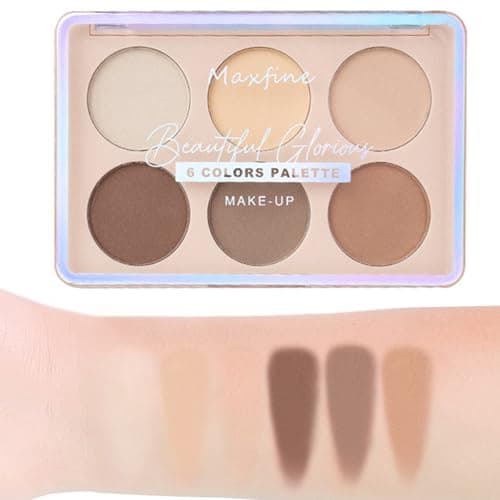Image of Highlighter Powder Palette, Makeup Palette Facial Bronzers Illuminator Palette Highlighter Baked Waterproof Long Lasting Brilliant Lighten Skin Color-SkinColor-2