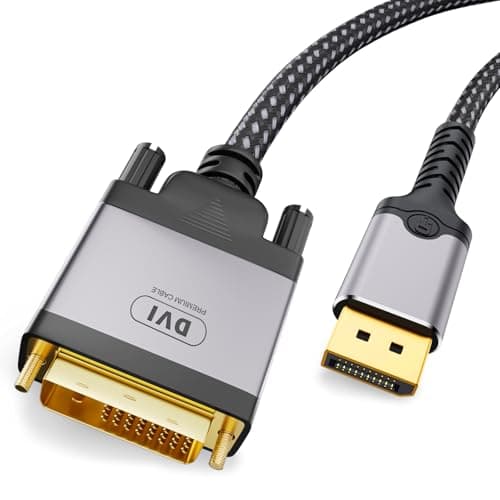 Image of DisplayPort to DVI Cable 2 m, 4K@30Hz Display Port to DVI-D 24+1, Double Braided Nylon Cable, Aluminium Alloy Housing, Gold-Plated Connector, DP to DVI Cable for Computer, DVI, HDTV, Projector, PS3
