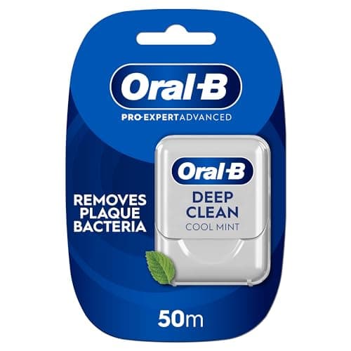 Image of Oral-B Pro-Expert Advanced Waxed Dental Floss - Deep Clean - Removes Plaque - Cool Mint Flavour Dental Tape - 50m,1 Count