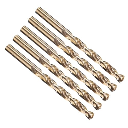 Image of PATIKIL 7.5mm Drill Bit 19/64", M35 Cobalt 5% High-Speed Steel Jobber Straight Shank 135° Gold Finish for Stainless Steel Hard Metal - 5 Pack