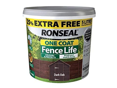 Image of Ronseal RSLFLDON4LAV One Coat Fence Life Dark Oak New 4 Litre +25%